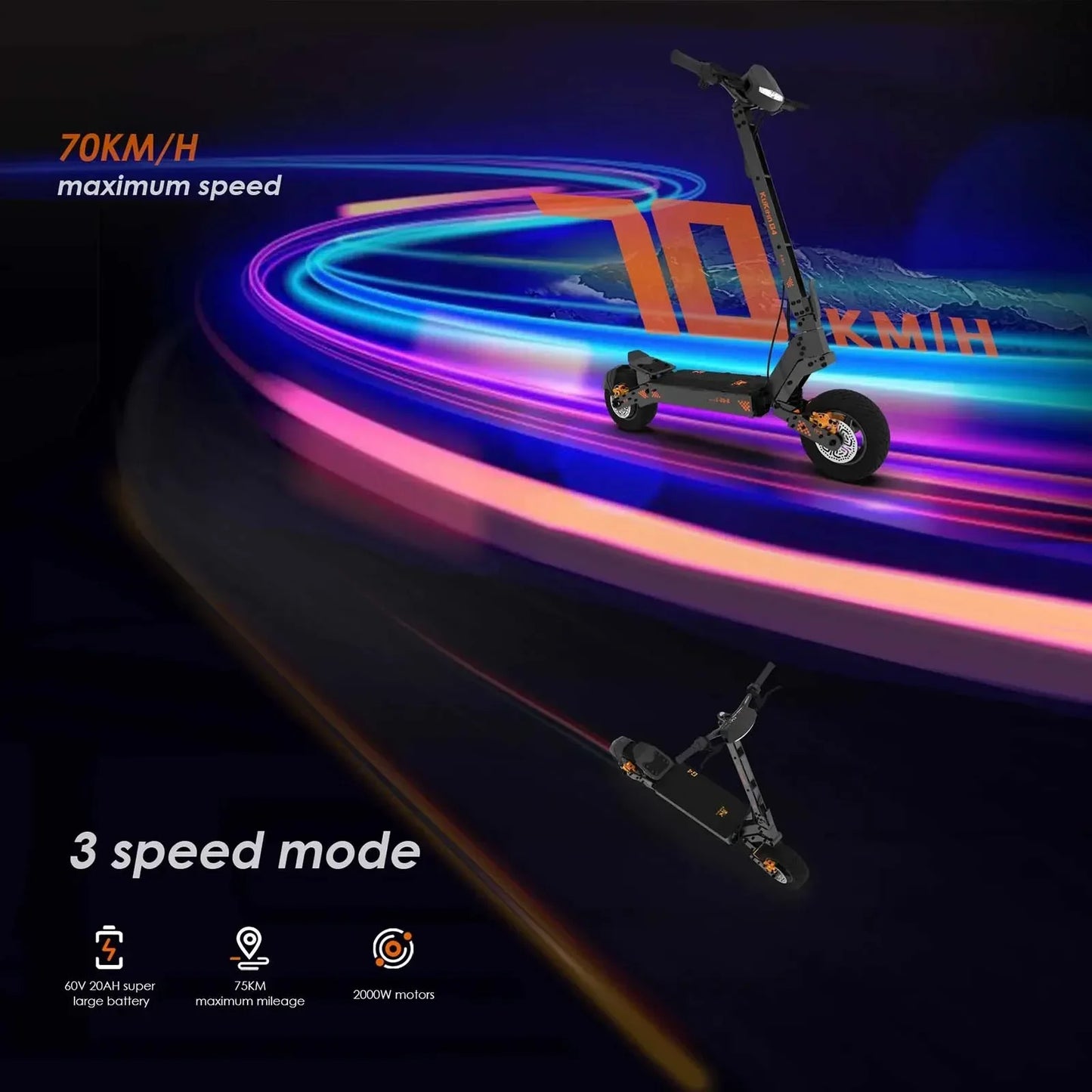 kukirin G4 2000w 60v 20ah electric scooter 11 inch road tyres top speed 70km/h led display foldable high quality Escoote.
