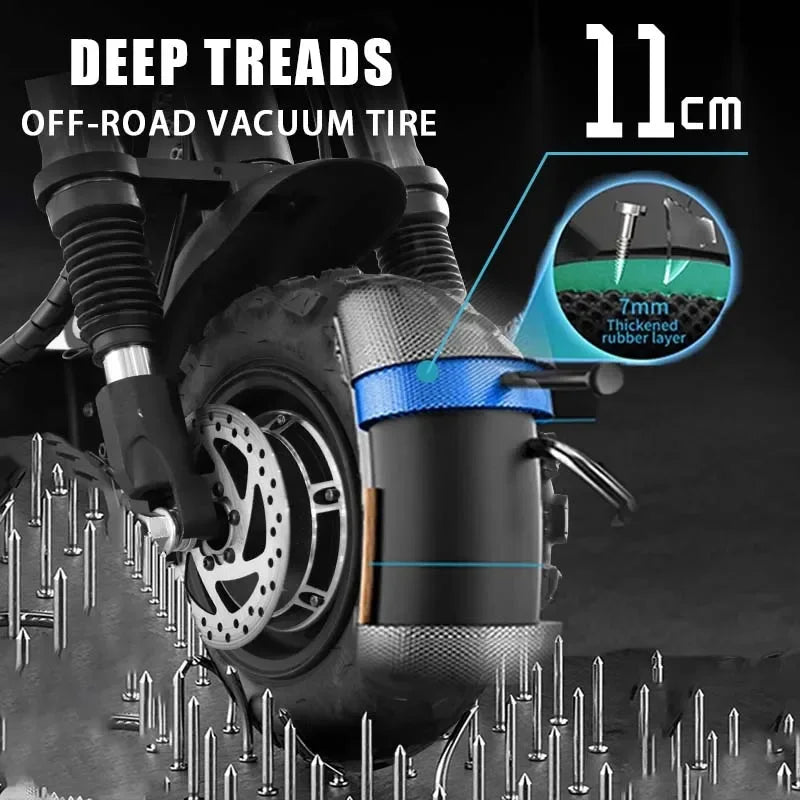 1200W 1300W 2400W 6000W Commuter Seated Adults Electric Scooter 48V/72V E-Scooter 10 inch Tubeless Off Road Tire with LCD.