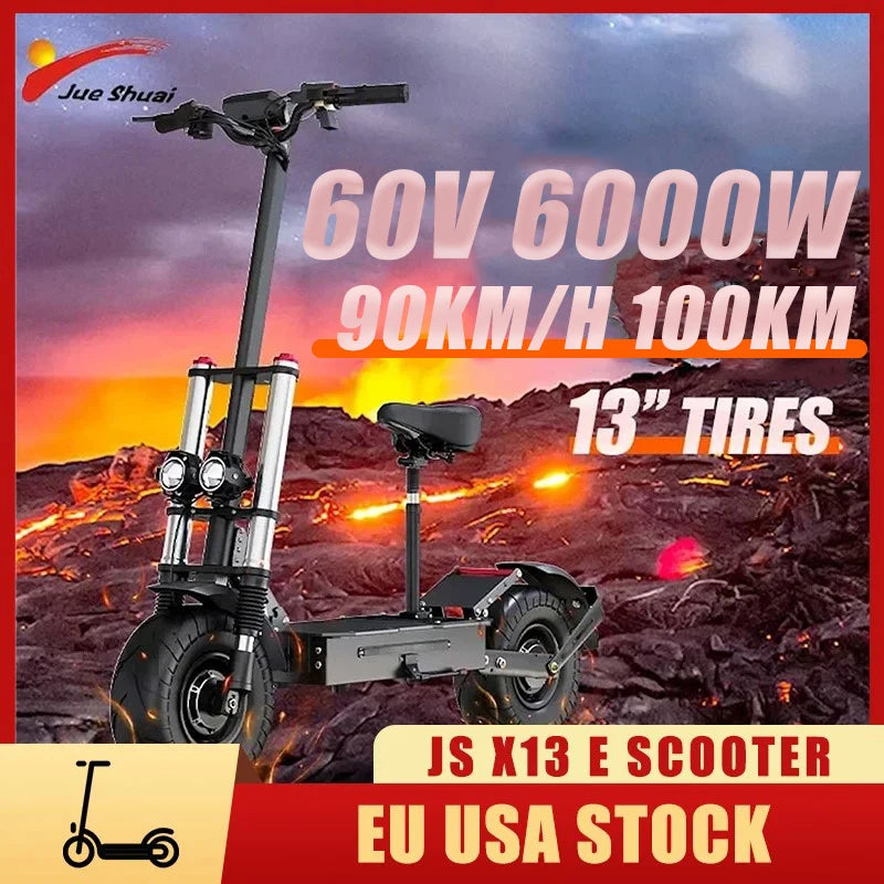 48V 52V 60V 72V Electric Scooter 1200W 6000w Powerful Motor with Hydraulic Brake max 90KM/H Adult Scooter Elecric with Seat.