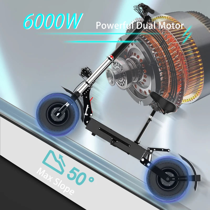 48V 52V 60V 72V Electric Scooter 1200W 6000w Powerful Motor with Hydraulic Brake max 90KM/H Adult Scooter Elecric with Seat.
