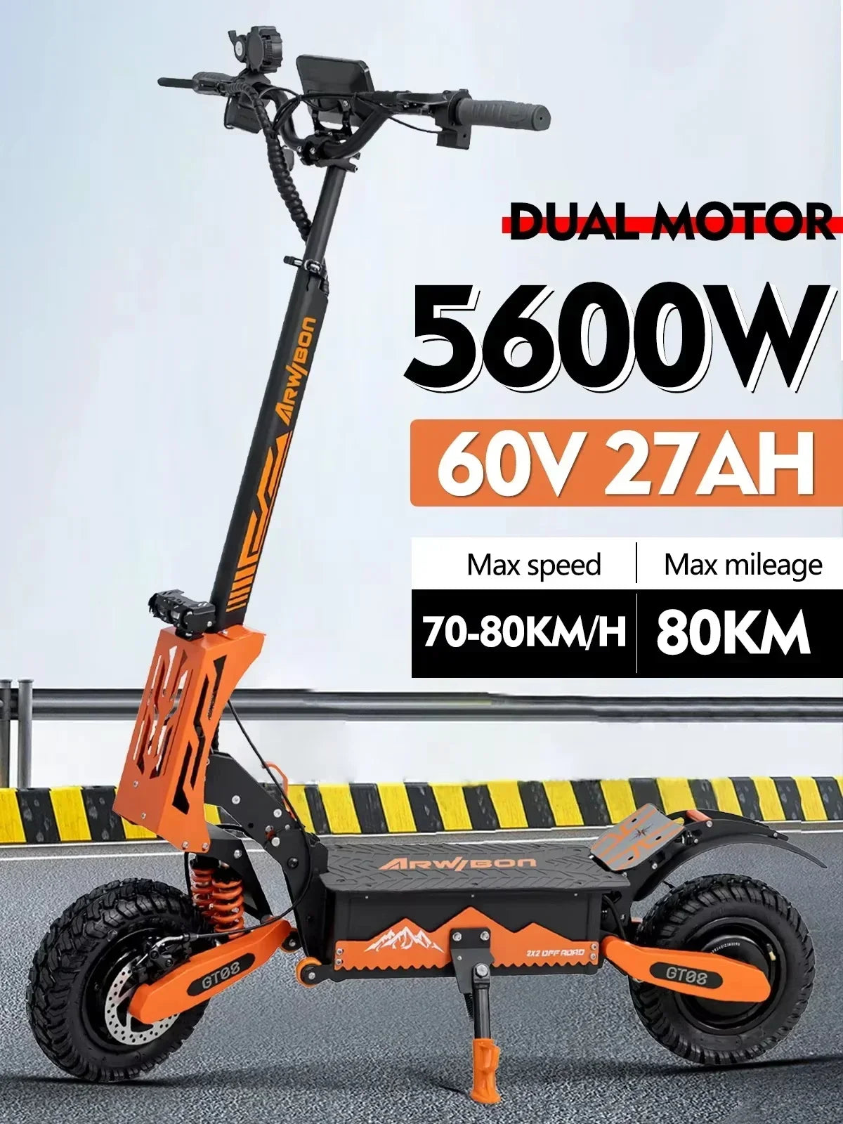 2024 Q08Pro 5600w Dual Motor Electric Scooter 60V 27AH Max speed 70-80km/h Lcd display 11inch tyres escooter Max Range 80KM.