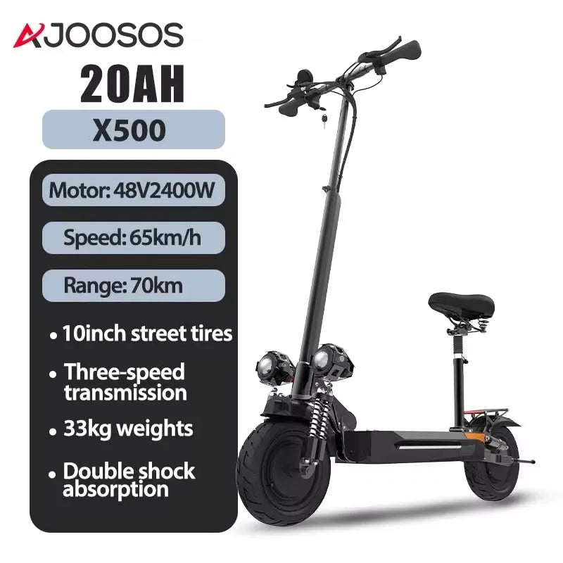 1200W 1300W 2400W 6000W Commuter Seated Adults Electric Scooter 48V/72V E-Scooter 10 inch Tubeless Off Road Tire with LCD.