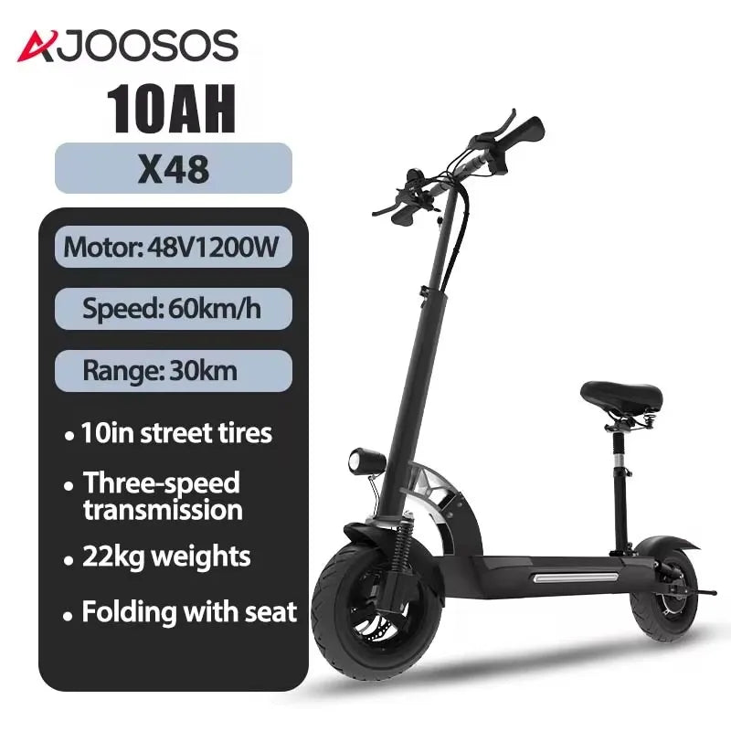 1200W 1300W 2400W 6000W Commuter Seated Adults Electric Scooter 48V/72V E-Scooter 10 inch Tubeless Off Road Tire with LCD.