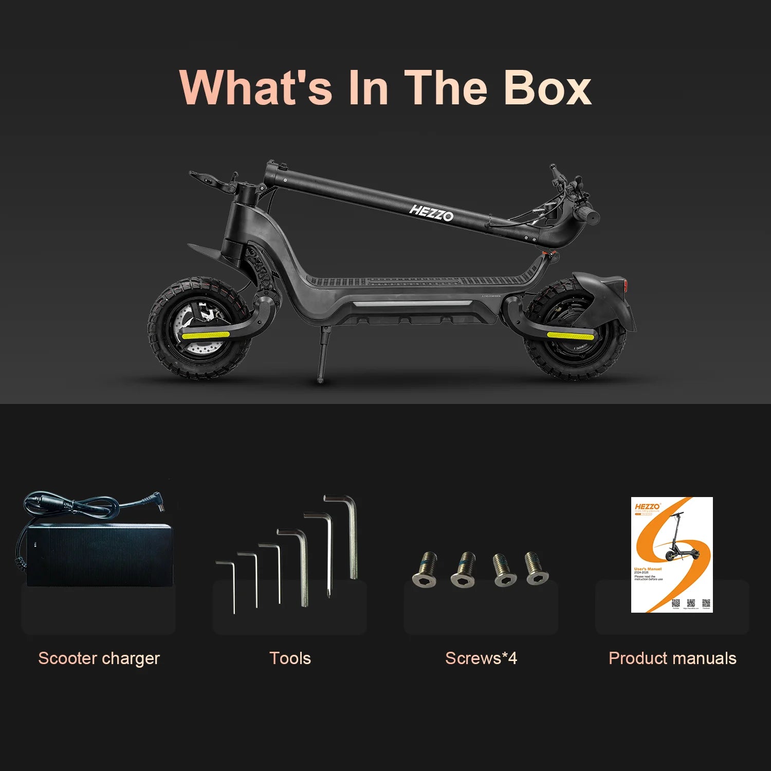 HEZZO Electric Scooter 48V 1600W Powerful Dual Motors 18Ah City Off Road F5 Escooter Oil Brake 28Mph 37 Miles Range US Warehouse.