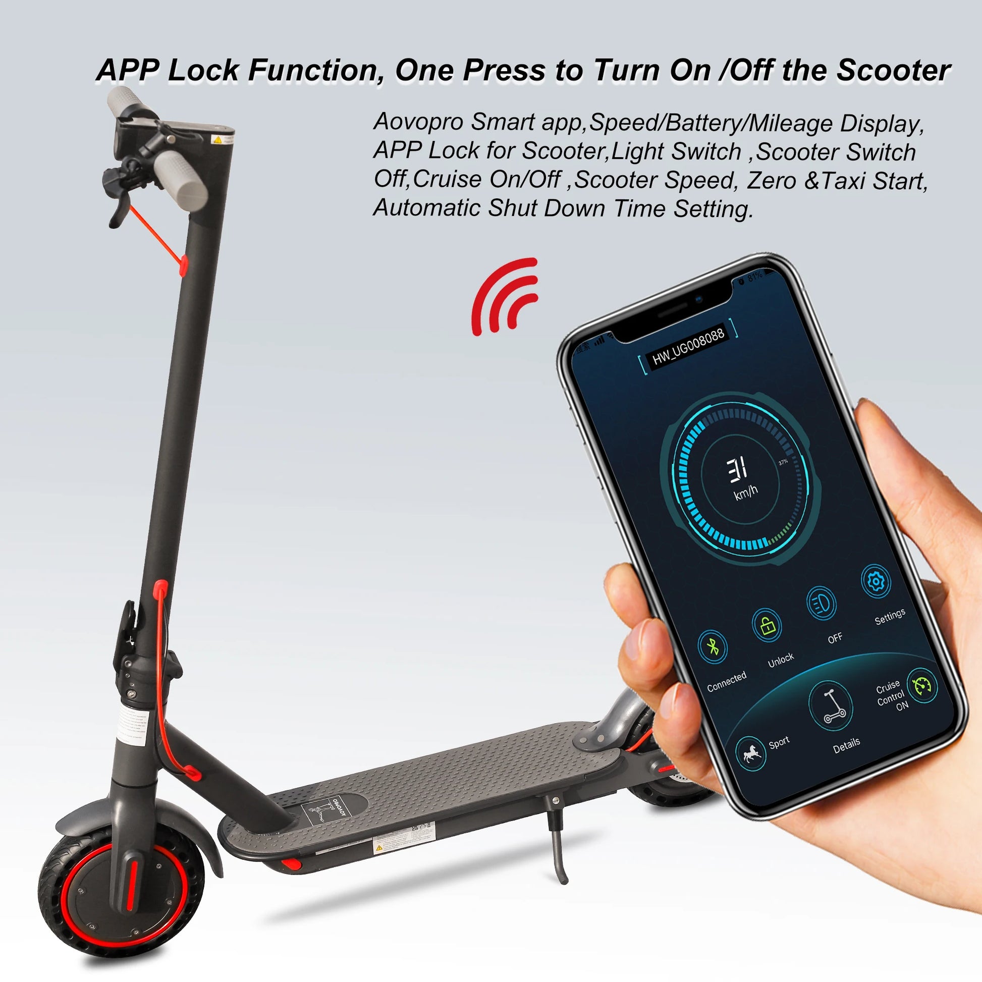 AOVOPRO ES80 Electric Scooters 350W 31km/h Smart APP Folding Scooter For Work Aluminum Alloy Electric Scooter Long Battery Life.