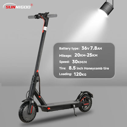 SUNNIGOO N7PRO Electric Scooter Adults 36V 10.4Ah Escooter Long Range 19 Miles Lightweight Kick Scooter US Stock Black With Gift.