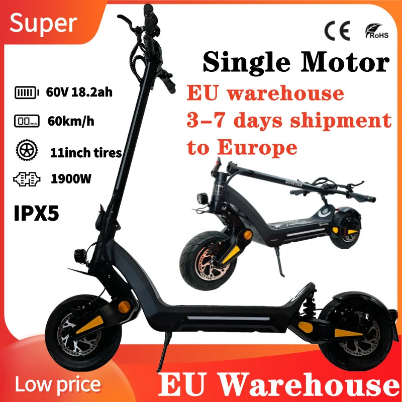 USA warehouse DT06 EU warehouse 3800W 11inch IPX5 Hydraulic Suspension Brake Dual Motor Foldable Off Road Electric Scooter.