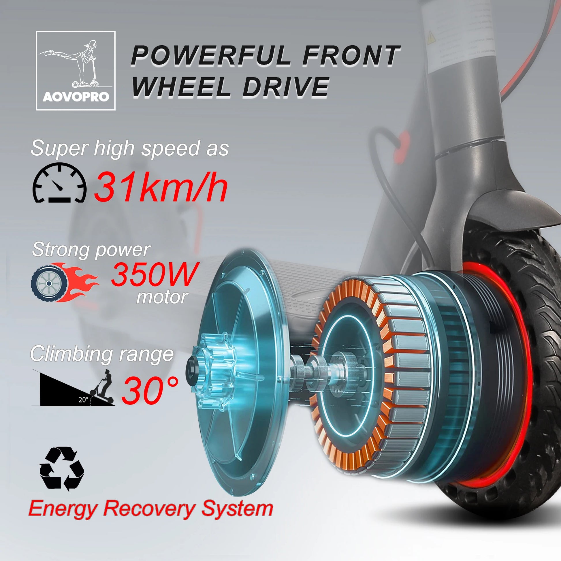 AOVOPRO ES80 Electric Scooters 350W 31km/h Smart APP Folding Scooter For Work Aluminum Alloy Electric Scooter Long Battery Life.
