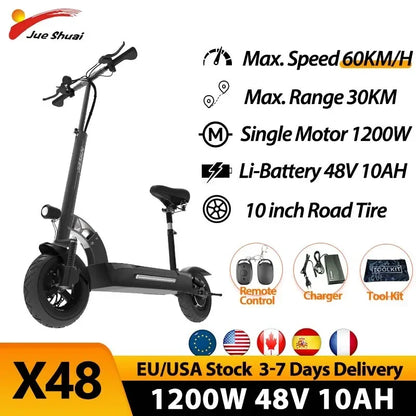 Jueshuai X60 Electric Scooter for Adults 90KM/H Speed Fast 100KM Powerful Electric Scooter Hydraulic Brake 30AH Battery Capacity.