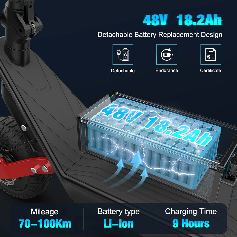 HX X10 18.2AH Powerful Electric Scooter 2000W 48V 40KM/H Foldable Electric Kick Scooter 11 Inch Escooter For Adults.
