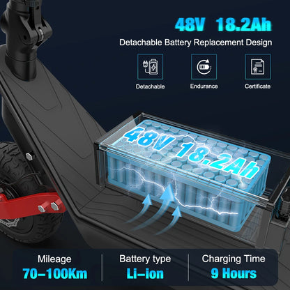 HX X10 18.2AH Powerful Electric Scooter 2000W 48V 40KM/H Foldable Electric Kick Scooter 11 Inch Escooter For Adults.