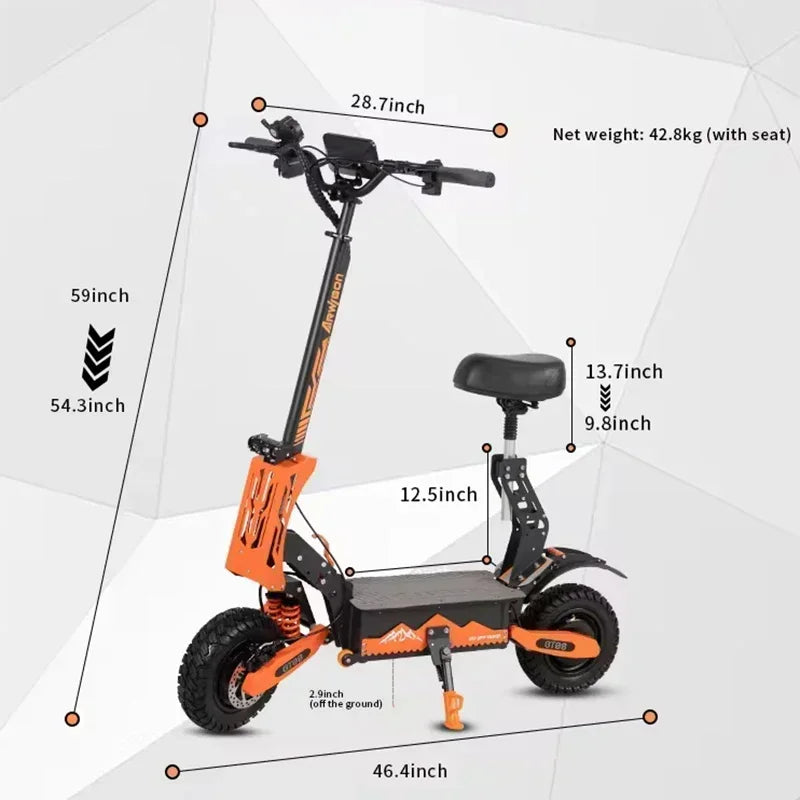 2024 Q08Pro 5600w Dual Motor Electric Scooter 60V 27AH Max speed 70-80km/h Lcd display 11inch tyres escooter Max Range 80KM.